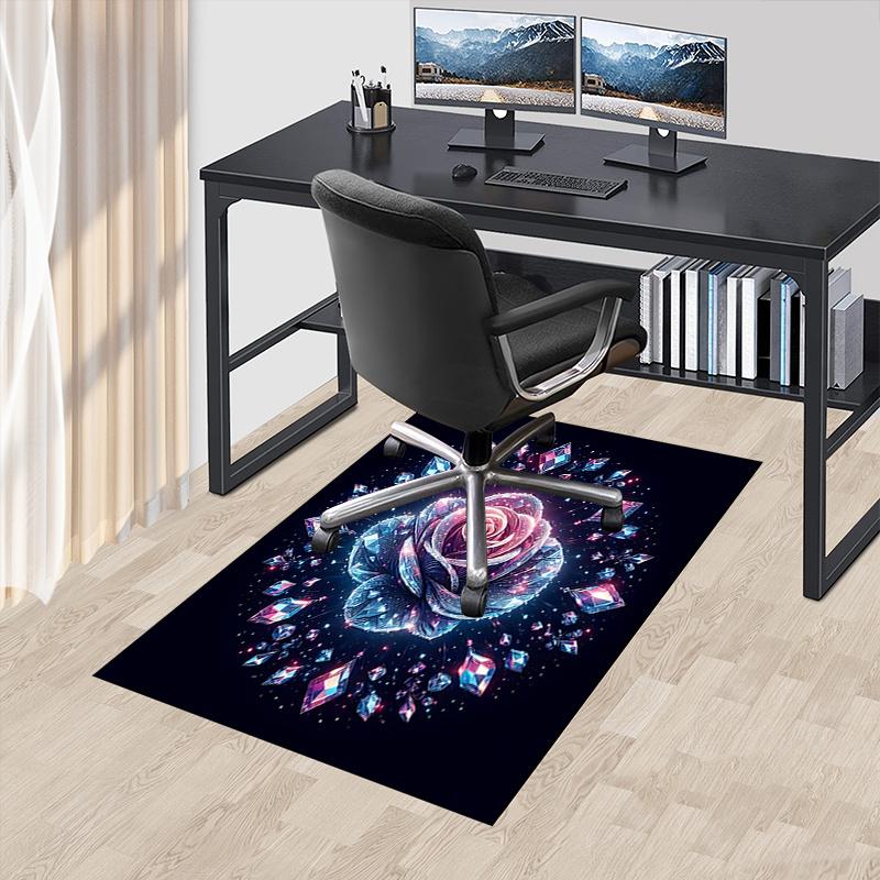 Shimmering Crystal Rose Chair Mat Office Carpet, Oversized Rug for Home Decor, Sofa Mat, Desk Pad Gift, Suitable for Bedroom, Living Room, Any Room