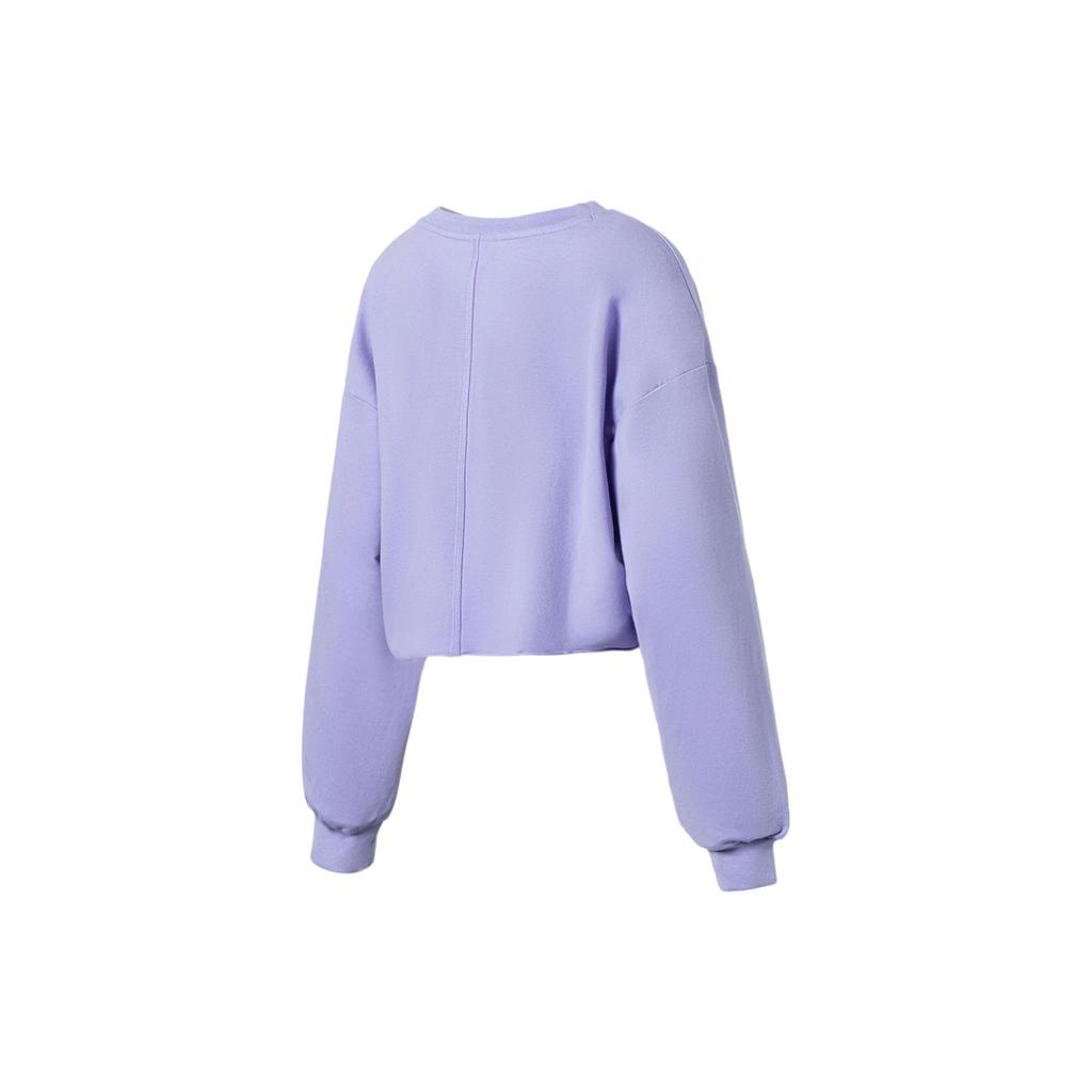 Lining Fitness Series Letter Print Loose Round Neck Pullover Sweatshirt Women Sweatshirt Purple AWDS038-4