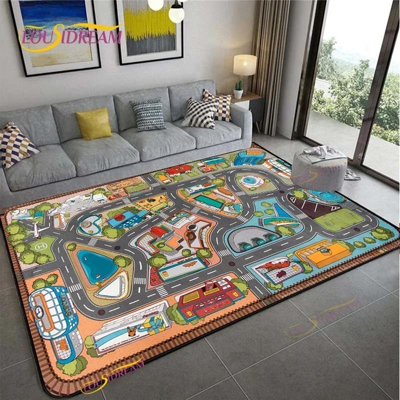 Alfombra Road Traffic Rout Map Carpet Living Room Sofa Coffee Table Bedroom Rugs Kitchen Kid Play Anti-slip Floor Mat Home Decor
