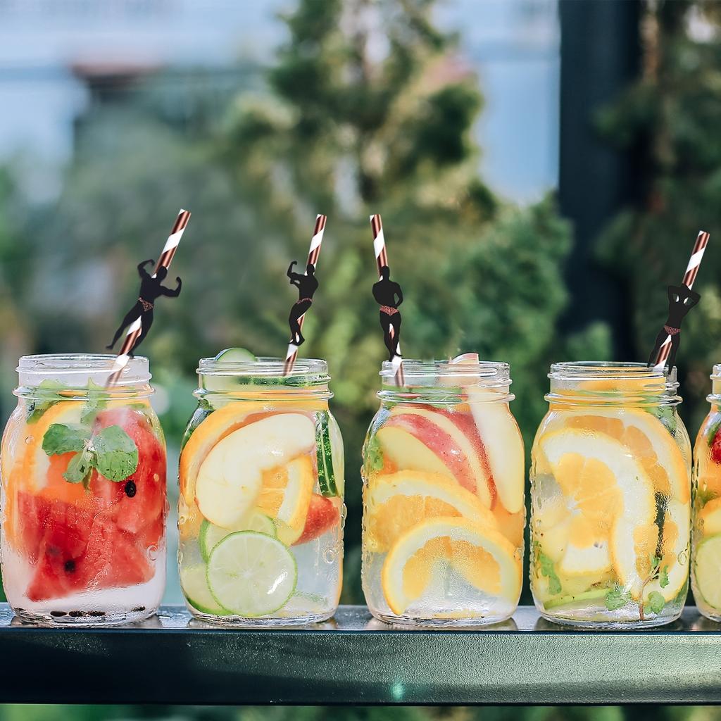 24pcs Single Party Straw Rose Golden Dancer Straw and Confetti Fun Adult Drinking Straw Bachelor Party Love Wedding Party Celebration Decor Elements