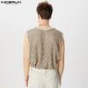 INCERUN Männer Mesh Fischnetz Ärmellose Tank Tops Spitze Patchwork Sommer Weste