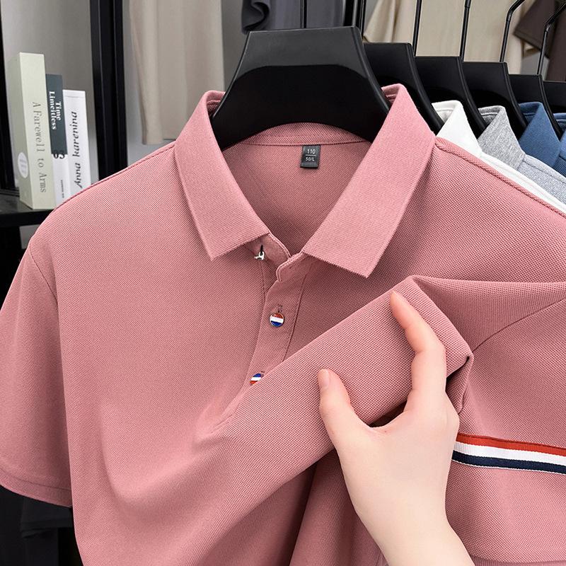 Men'S Short-Sleeved T-Shirt Polo Shirt Business Casual Lapel Pullover Bottoming Shirt Top