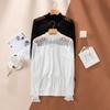 Half High Collar Transparent Long Sleeved Top Pullover Lace Mesh Bottoming T-shirts  Women