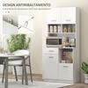 Mobile Dispensa in Legno con Cassetto, 4 Ante e 3 Ripiani Aperti, 80x35x180 cm, Bianco