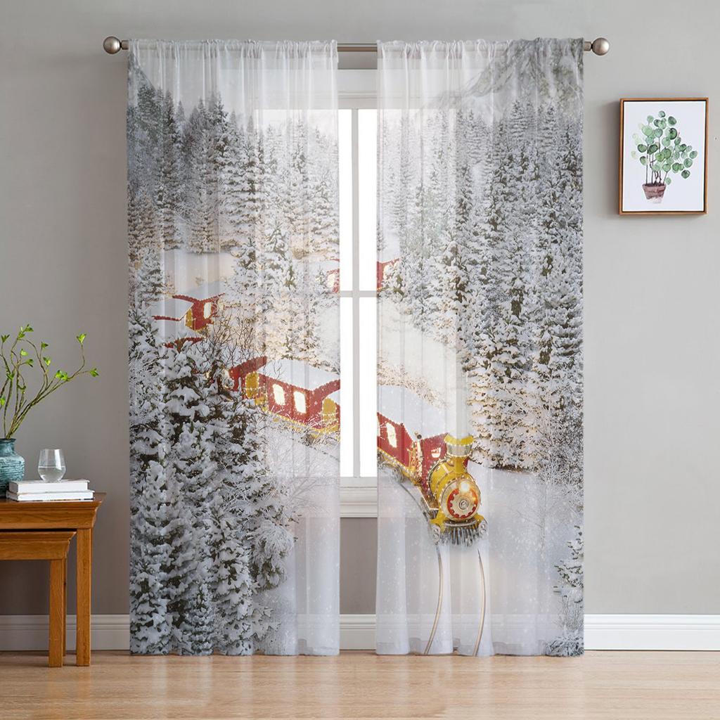 Train And Railway Travel Window Treatment Tulle Modern Sheer Curtains for Kitchen Living Room the Bedroom Curtains Decoration