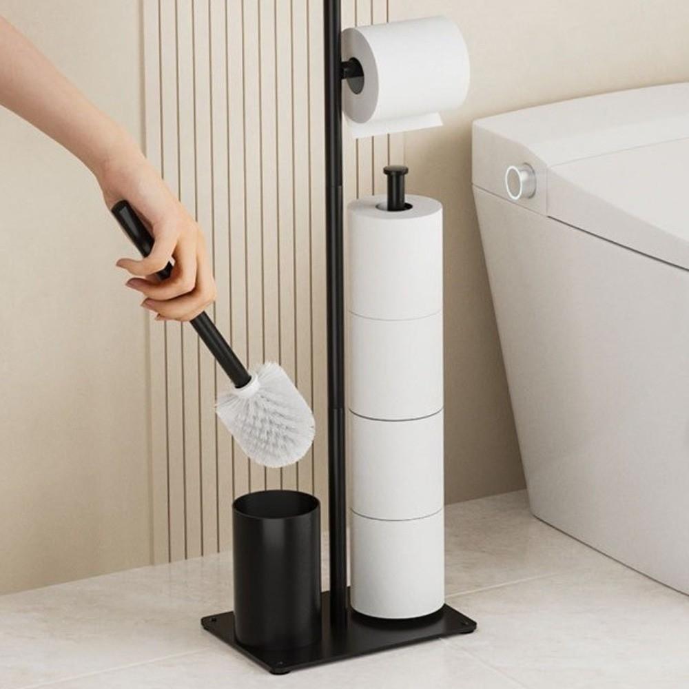 Avec Plateau Porte-rouleau de Papier Toilette sur Pied Support Brosse de Toilette Amovible Rangement Maison