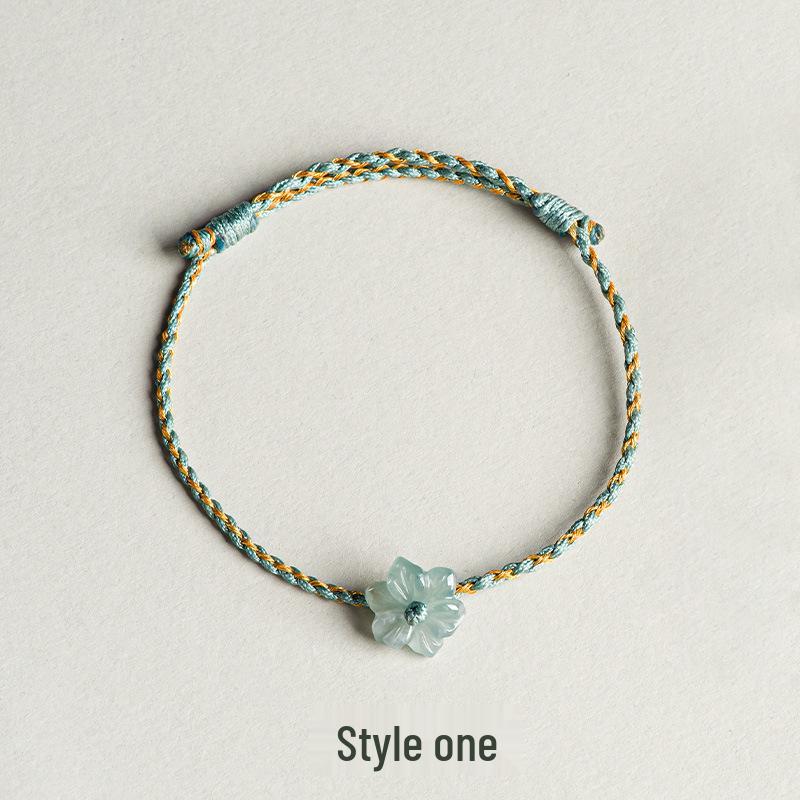 A-Qualität Blauer Jade-Orchidee Handgewebtes Unisex-Armband