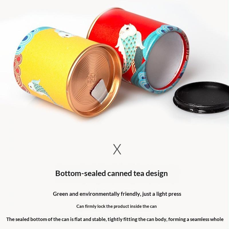 Retro Koi Fish Mini Empty Tea Tin Can Household Tea Sealed Jar Portable Travel Small Tea Box Paper Storage Can