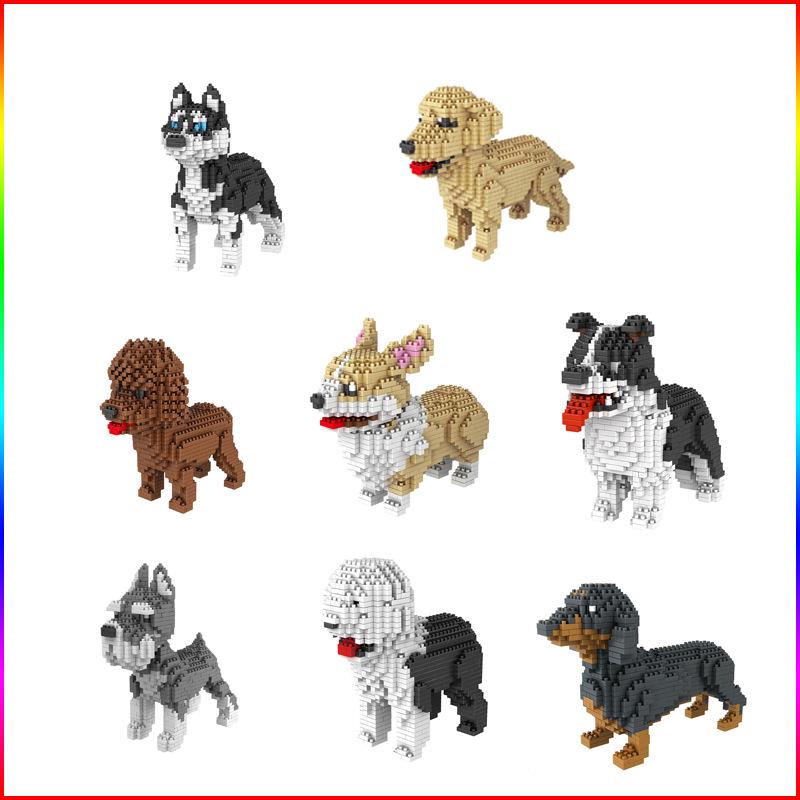 Pimpimsky Building Blocks Dog Toy Mini Particles Blocks Bricks Husky Teddy Compatible Legoing