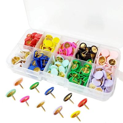 100Pcs Notice Board Round Push Pins Tacks Point Map Thumb Decorative Thumb Tacks Bulletin Drawing Metallic Color