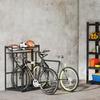 Bike Rack 3 Bike Parking Stand With Top Basket 4 Hooks 90 X 54 X 100 Cm Black