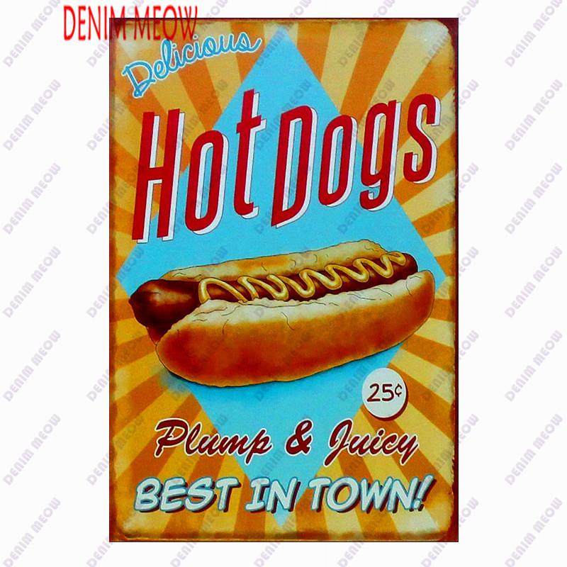 

Pizza Metal Sign Plaque, Vintage Fast Food Tin Sign, Ice Cream Wall Decor, Hot Dog for Kitchen, Diner Bar, Bread Room Decor, WY4 20x30cm