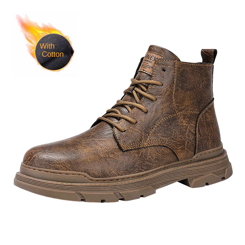 Winter Warm Plush Men's High-top Shoes Outdoor Hiking Shoes Cold Resistant Men's Ankle Boots Formal Short Boots Free Delivery