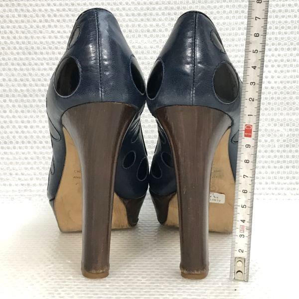 ALEXANDER McQUEEN High Heel Pumps 36.5 23.5 Navy Luxury Shoes(USED)