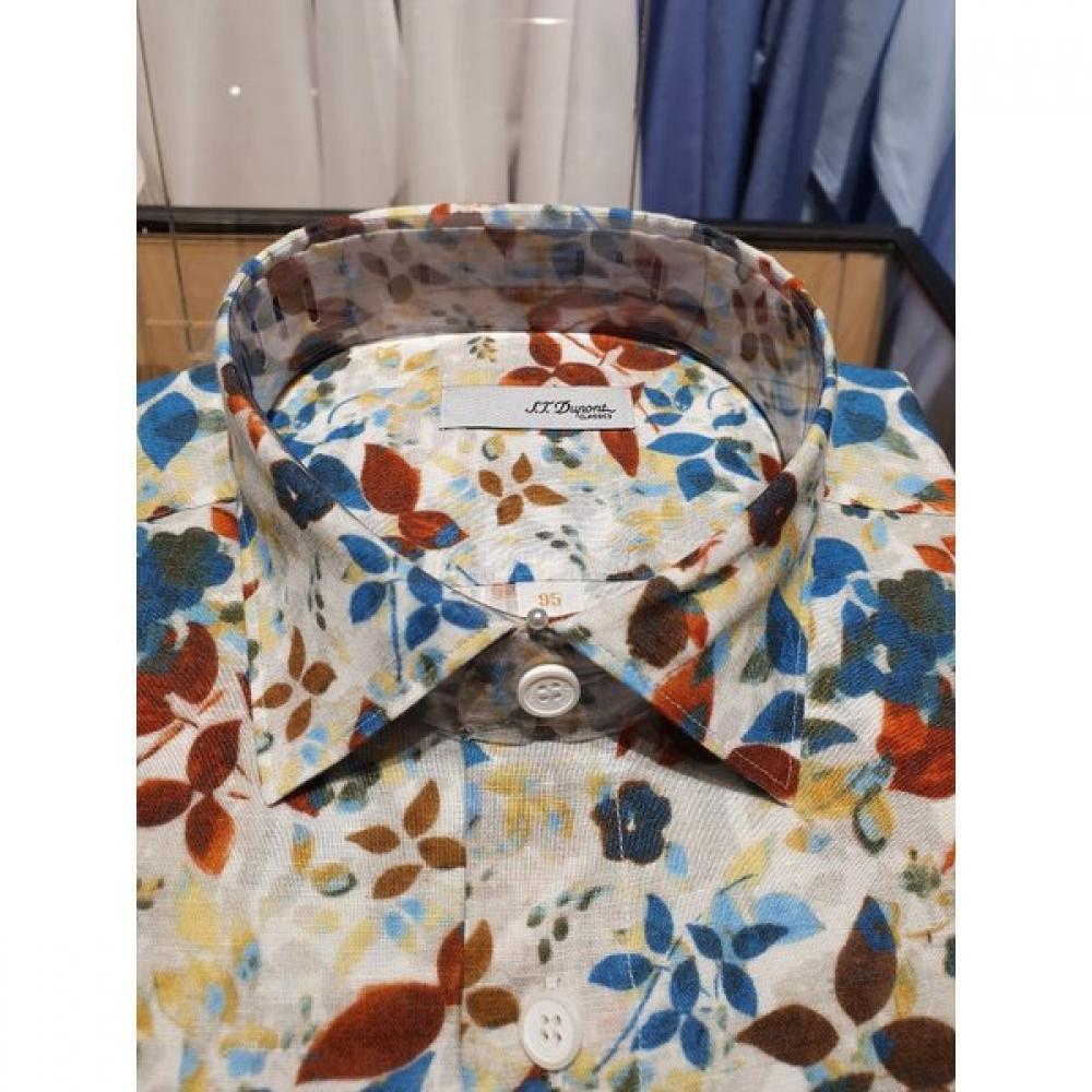 S.t. Dupont Colorful Hemp Blend Flower Print Long Sleeve Shirt Se0sm11ls132sye