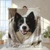 Sheepdog Puppy Face Pattern Flannel Printed Blanket Suitable for All Seasons Suitable for Living Room Office Sofa and Travel