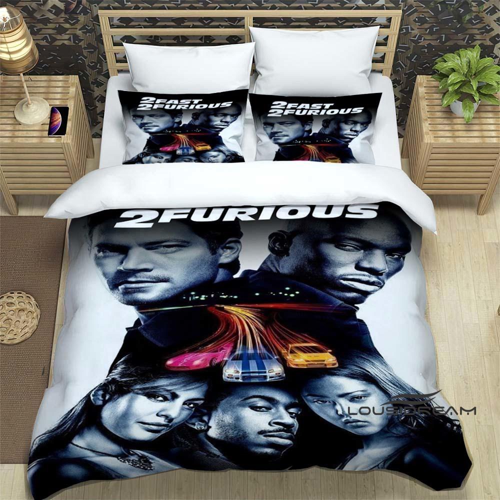 This Printed Bedding Set—featuring Duvet Covers and Pillowcases—is Inspired by the *Fast & Furious* Racing Action Film Franchise