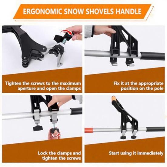 1/2Pcs Extended Grip Ergonomic Shovel Handle Replacement with Dual Anti-Slip Clamps Universal Fit Metal Detector Handle Accessory