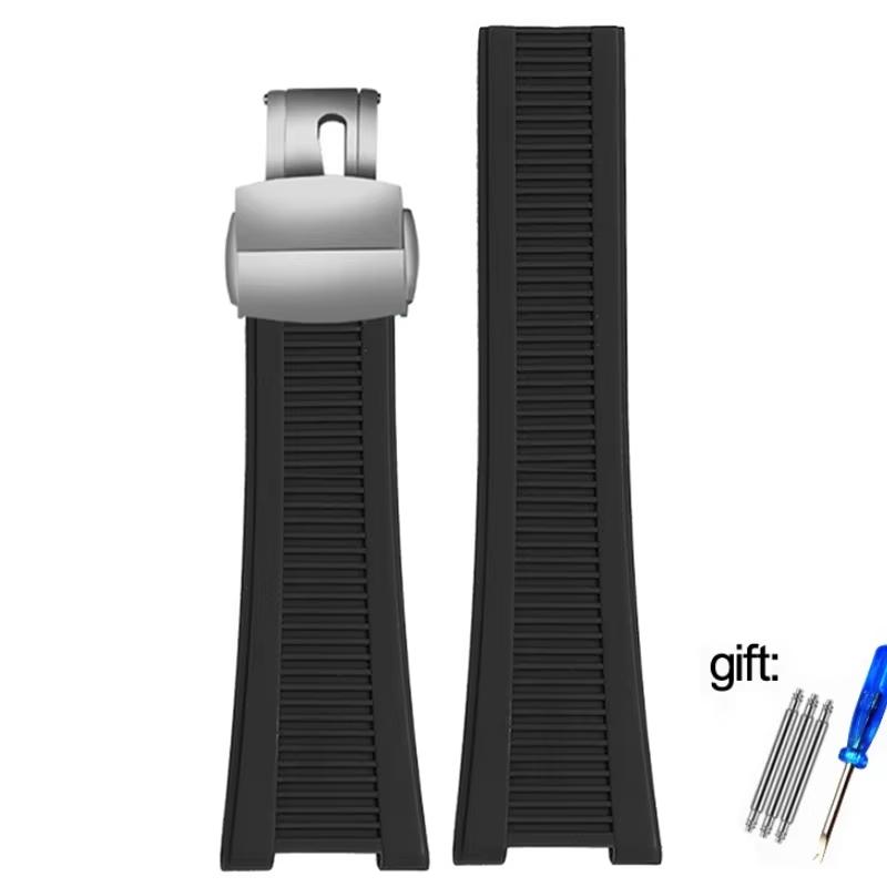 Gummi Konkaves Uhrenarmband für Patek Nautilus Philippe PP 5711 5712 Schwarz Blau Grau Braun Silikon Uhrenarmband 25mm*13mm