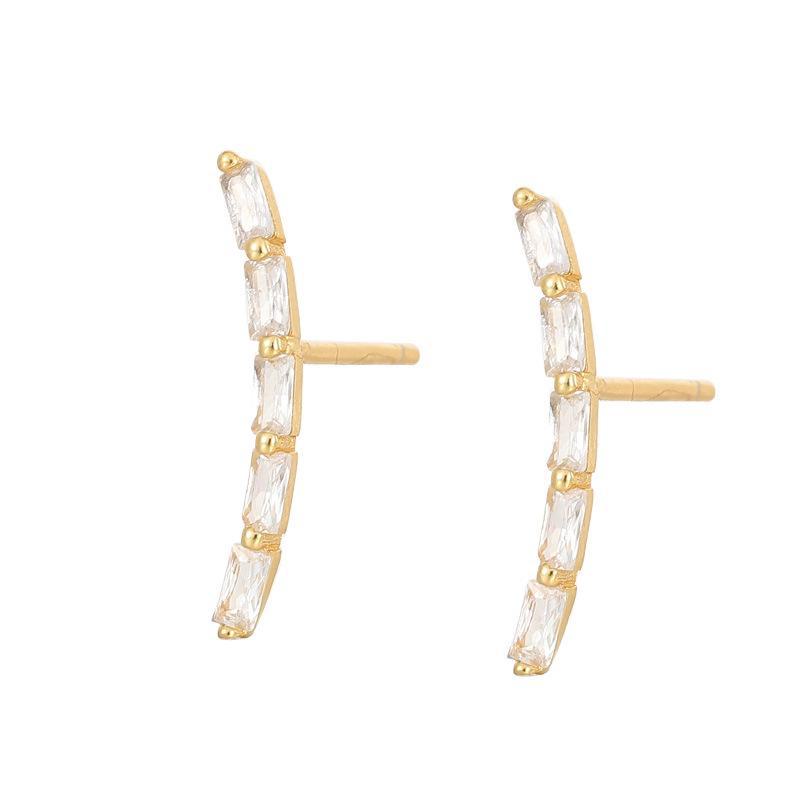 Cercei cu diamante curbate din argint Banyan Tree S925 - Stil coreean-european simplu și la modă pentru femei