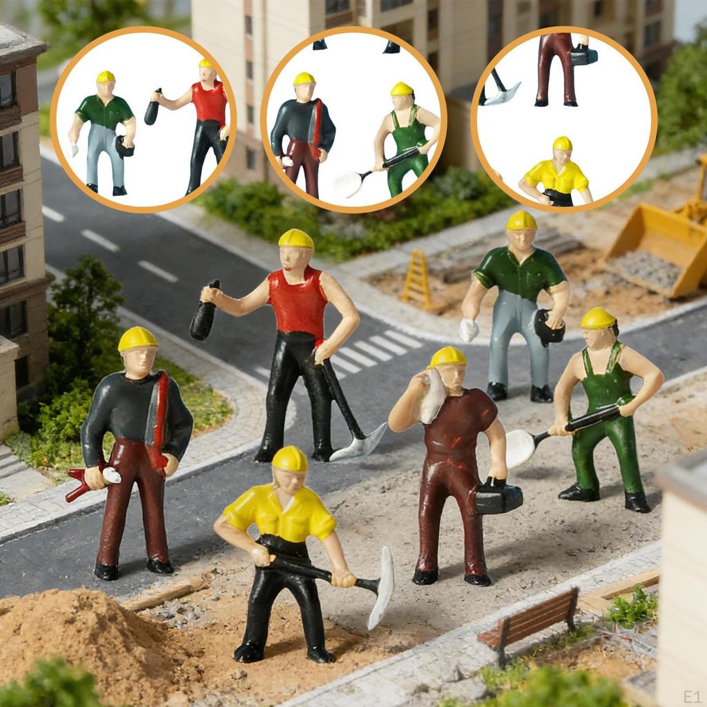 6x Miniature Figures Model 1:87 Scale Diorama Worker Figure Realistic Photography Props Display