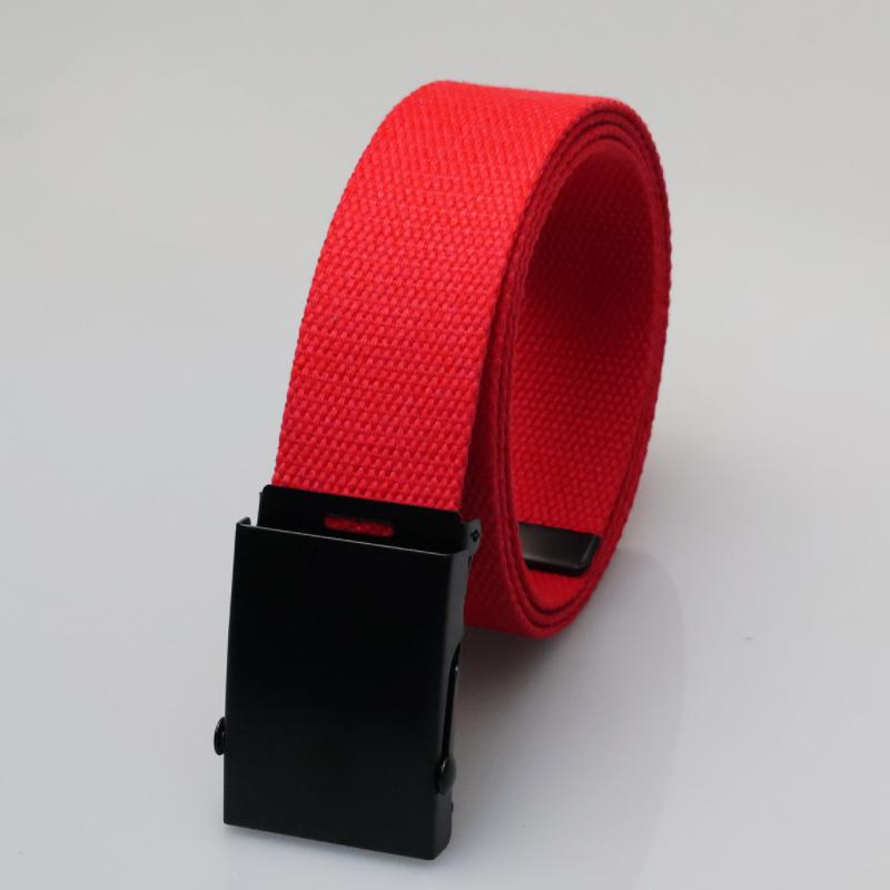 3,8 cm Casualowy Pasek Płócienny Srebrna Klamra ze Stopu Solidny Outdoor Wygodny Bawełniany Pasek Sportowy Unisex 100cm czerwony