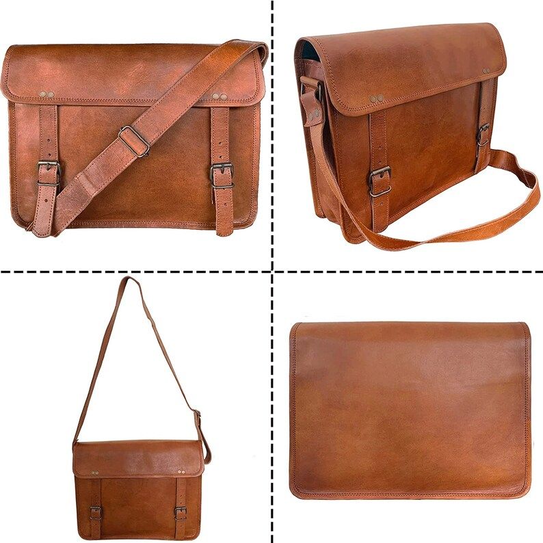 Echtleder Laptop Messenger handgemachte Vintage Tasche für Männer Frauen - Vollnarbenleder Laptop Satchel Büro Umhängetasche