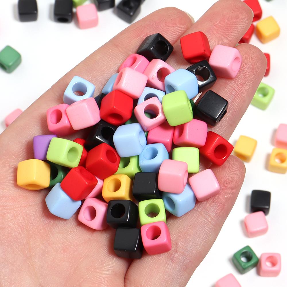 100pcs Acrylic Square Beads 7mm Solid Color Loose Spacer Bead for DIY Bracelet  Necklace Phone Chain  Handmade Beaded Supplies