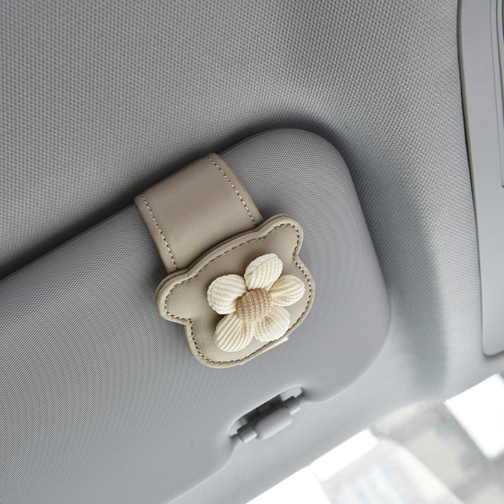Universal Auto Sun Visor Glasses Box Flower Design Card Ticket Holder Eyeglasses Accessories