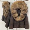 Popular fox fur collar medium and long down jacket winter new waist thin high-end fur coat women