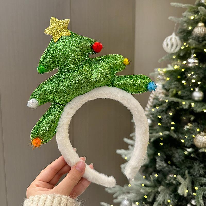Christmas Decoration Christmas Tree Headband Cute Cartoon Reindeer Antlers Hair Band Festival Party Decor Hair Accessories Gift