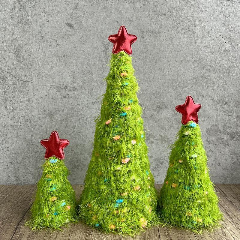 Christmas Christmas Desktop Ornaments Christmas Gifts Colorful Dot Design Cute Plush Christmas Tree Exquisite 3PCS/Set