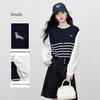 SLLSKY Women's Faux Two-Piece Striped Knit Top