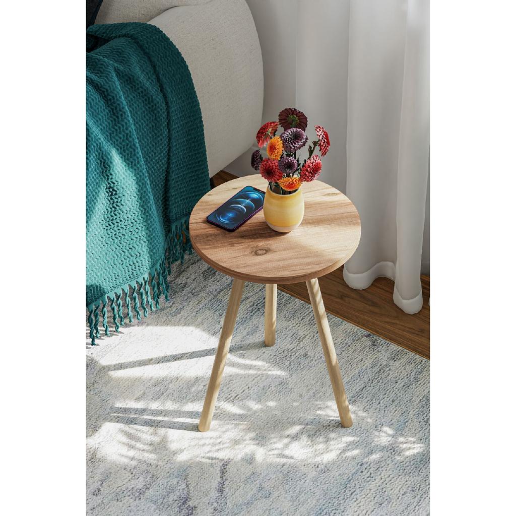 Round Side Coffee Table Single Nesting Coffee Table With Wooden Legs