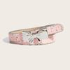 PU Leather Women Belt Border Bead Dress Waist Belt Bowknot Waist Strap  for Dress Jeans Daily Wear