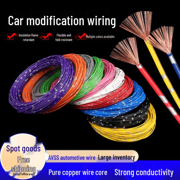 High-Temp Resistant Low Voltage Copper Vehicle Circuit Wire 0.3 sqmm Purple 5m