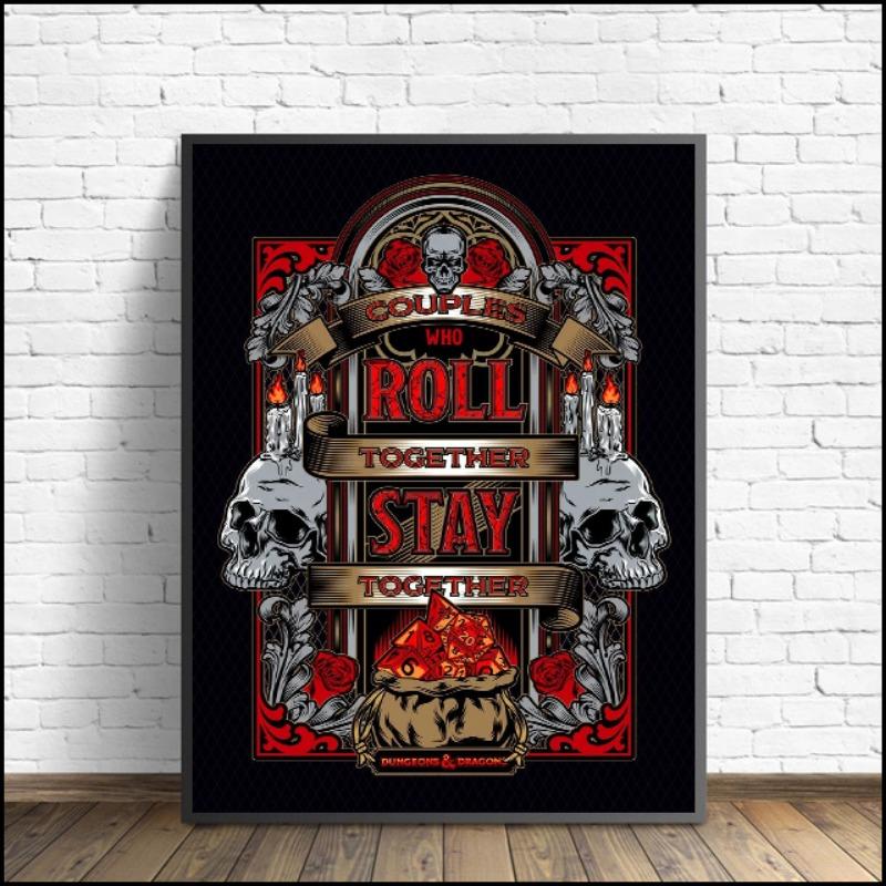 Dungeons and Dragons Slogan Collection Poster Modern Game Sign Canvas Painting Wall Art for Living Room Home Decor Mural