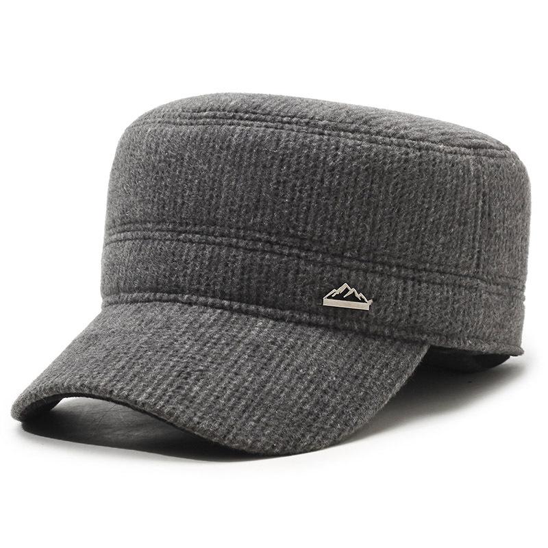 Winter Men'S Hats Middle-Aged And Elderly Men'S Ear Caps Outdoor Thickened Flat-Top Hats Grandpa Hats Dad Hats Peaked Caps