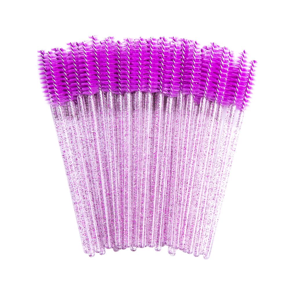 2024 Hot Sale Crystal Shine Eyelashes Mascara Brushes Private Logo Diamond Eyelashes Nylon Fan Brush Make-Up Tool