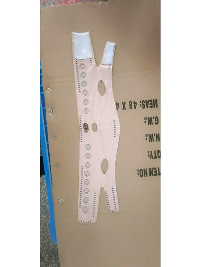 V-Face Slimming and Lifting Mask for Double Chin Reduction and Firming Fan Pink Print (Polyester)