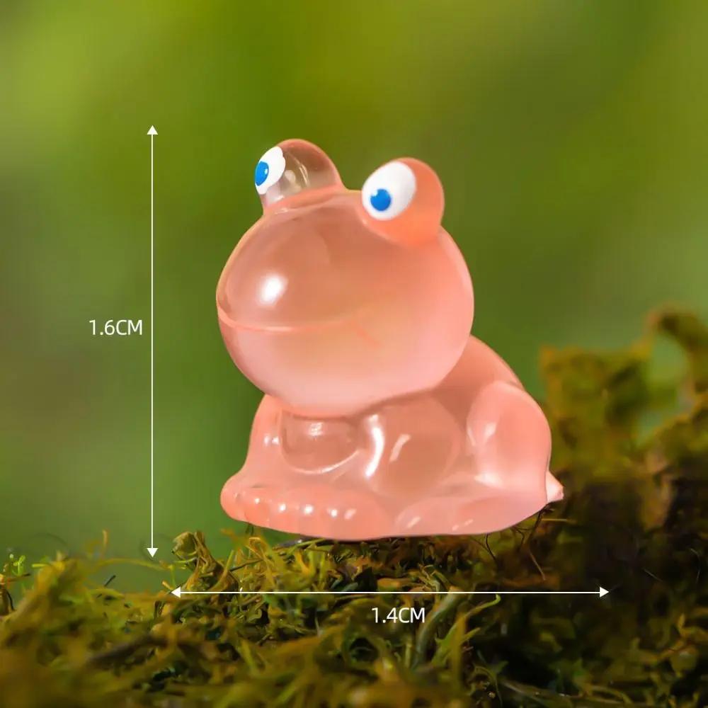 Glow At Night Miniature Resin Mini Frog DIY Home Decor Frog Ornaments Figurines Desk Fairy Garden Decor Sequin Micro Landscape