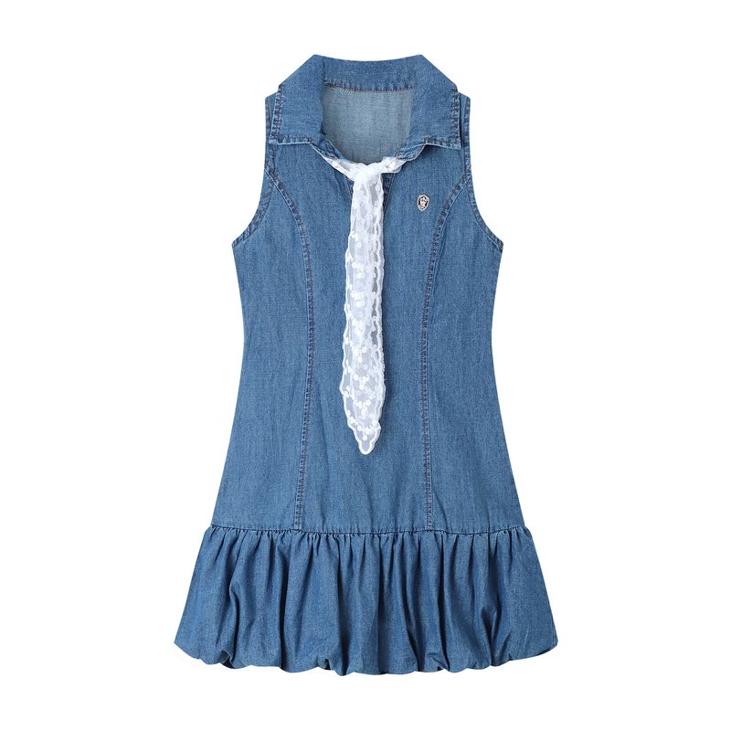 Kumikumi High Sense French style Waist Hugging Denim Vest Dress Women Summer Temperament Lapel Flower Bud Skirt Short dress
