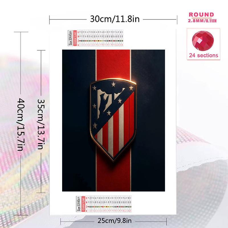 Atletico Madrid Football Crest 100% Round Full Drill 5D DIY Diamond Painting Embroidery Cross Stitch Rhinestone Decor