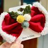 1 Stück Weihnachten frische Schmetterlingsschleife Haarspange, gepaart mit Lammwollkugel, niedliche Weihnachts-Haarspangen-Accessoires