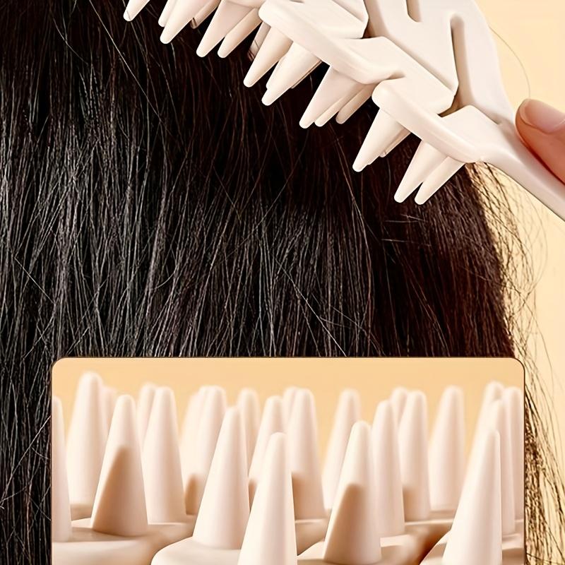 Leaf Shaped Silicone Hair Brush Long Handle Hollow Out Design for Wet And Dry Use Non-Damaging Scalp Massage Comb Cleaning Itch