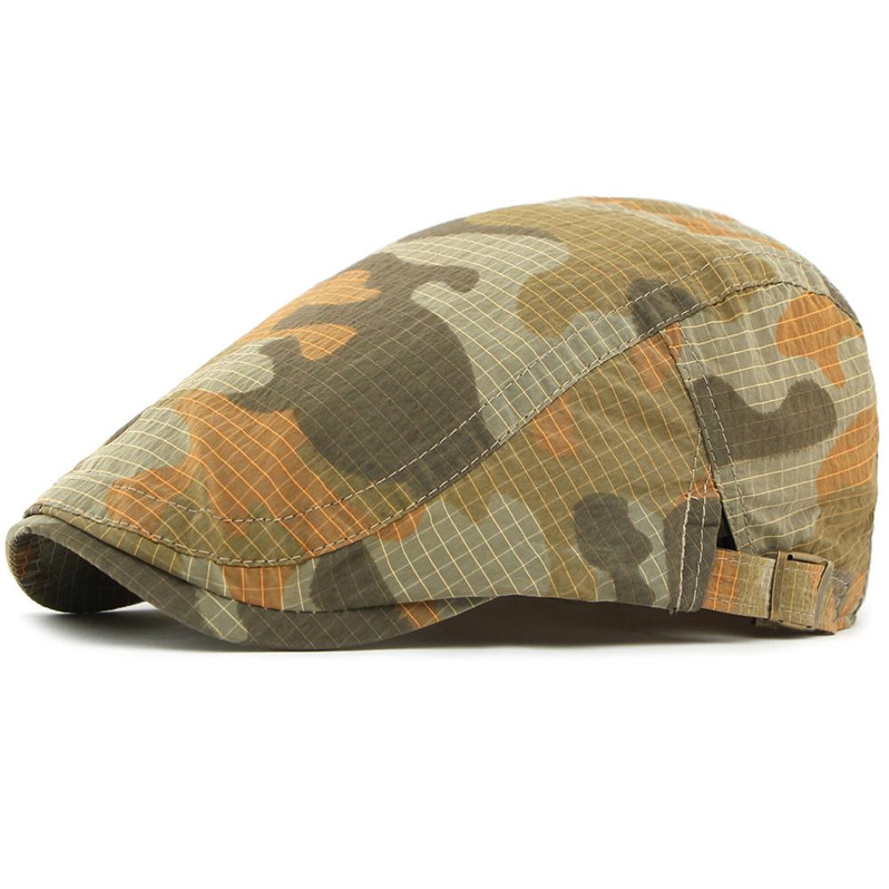 

HT4836 Mens Berets Women Spring Summer Cap Sun Hat Camouflage Artist Painter Beret Hat Male Female Flat Cap Adjustable Beret Cap 55-60cm Adjustable помаранчевий