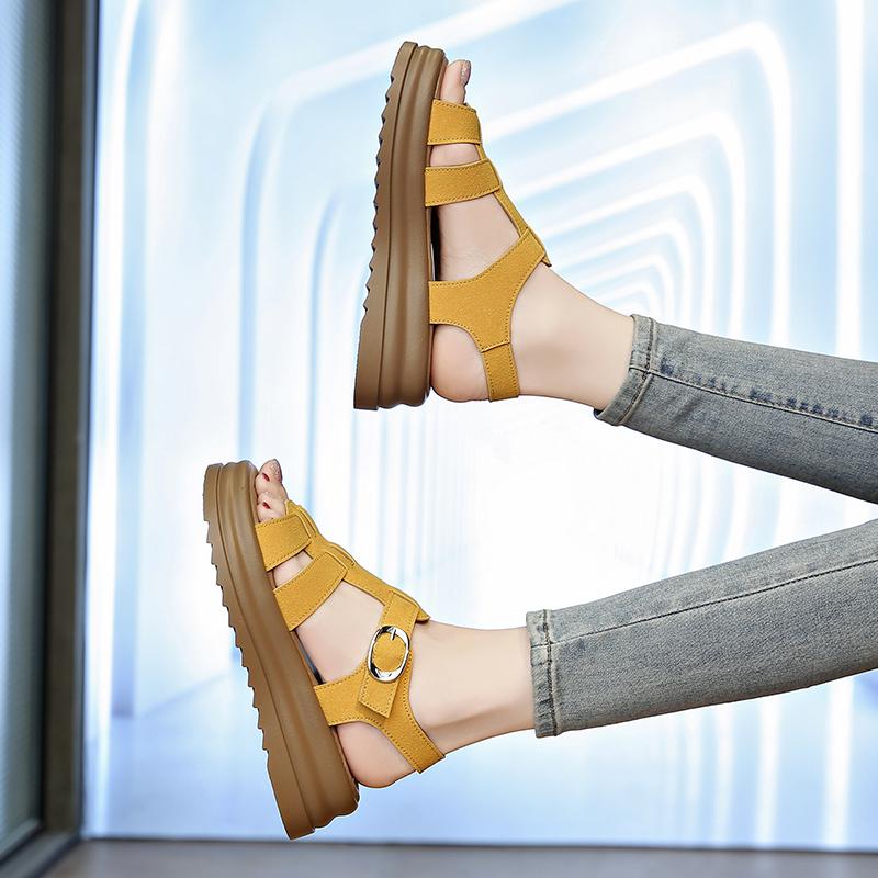 Damskie Sandały Rzymskie na Grubej Podeszwie Platformie Casual Dziewczęce Zwiększające Wysokość Letnie Buty z Odkrytymi Palcami Plus Size