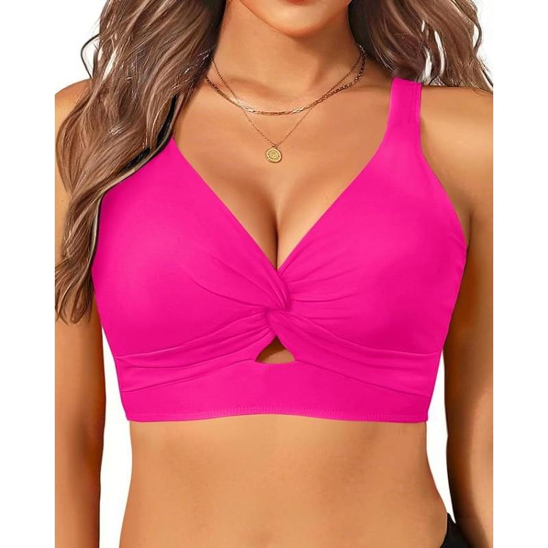 Women's bikini new swimsuit seaside vacation casual neck top