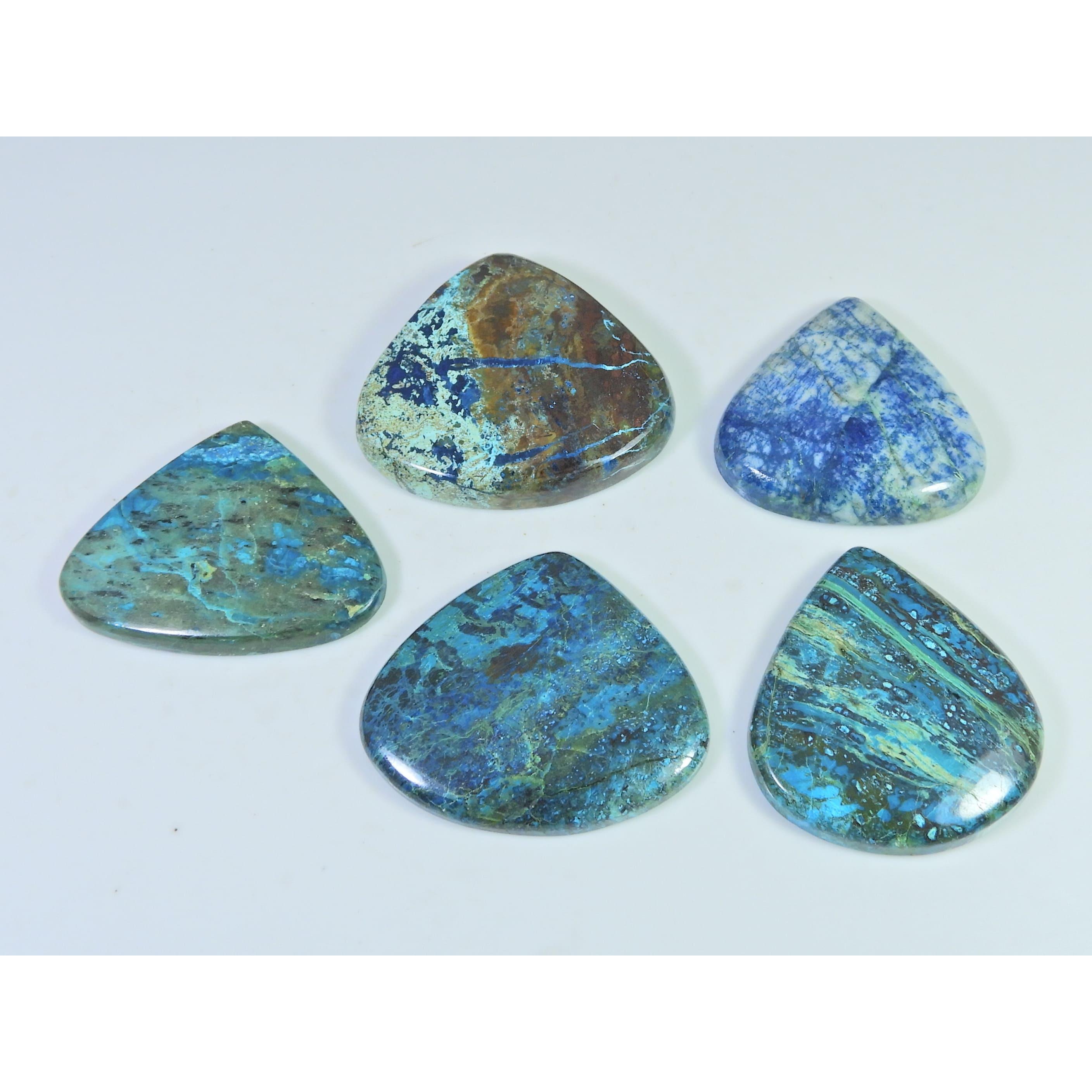 300Cts. Natural Shattuckite Pear Cabochon Loose Designer Gemstone 05Pcs Lot C-1541