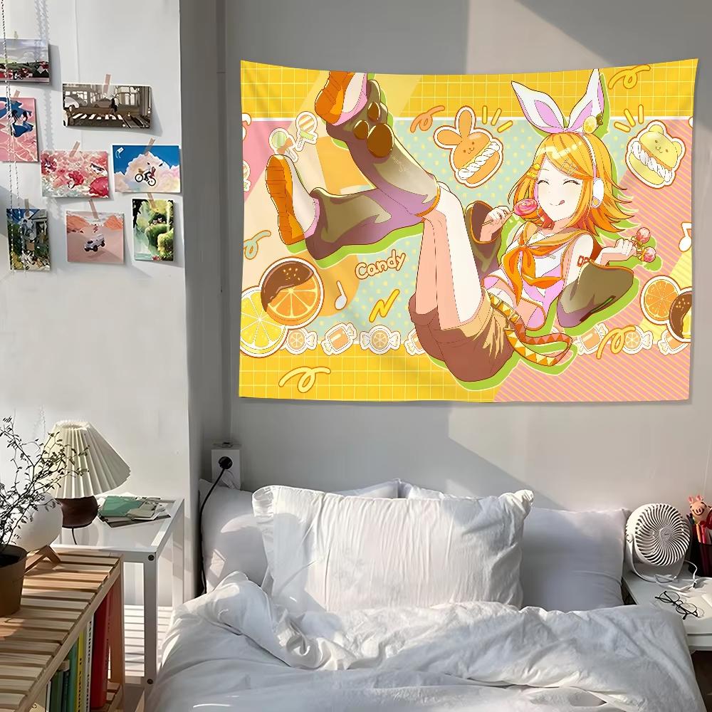 Project Sekai Cartoon Anime Tapestry Relaxed Character with Ramune Sweet Accents Room Accent for Cute Anime Soft Aesthetic